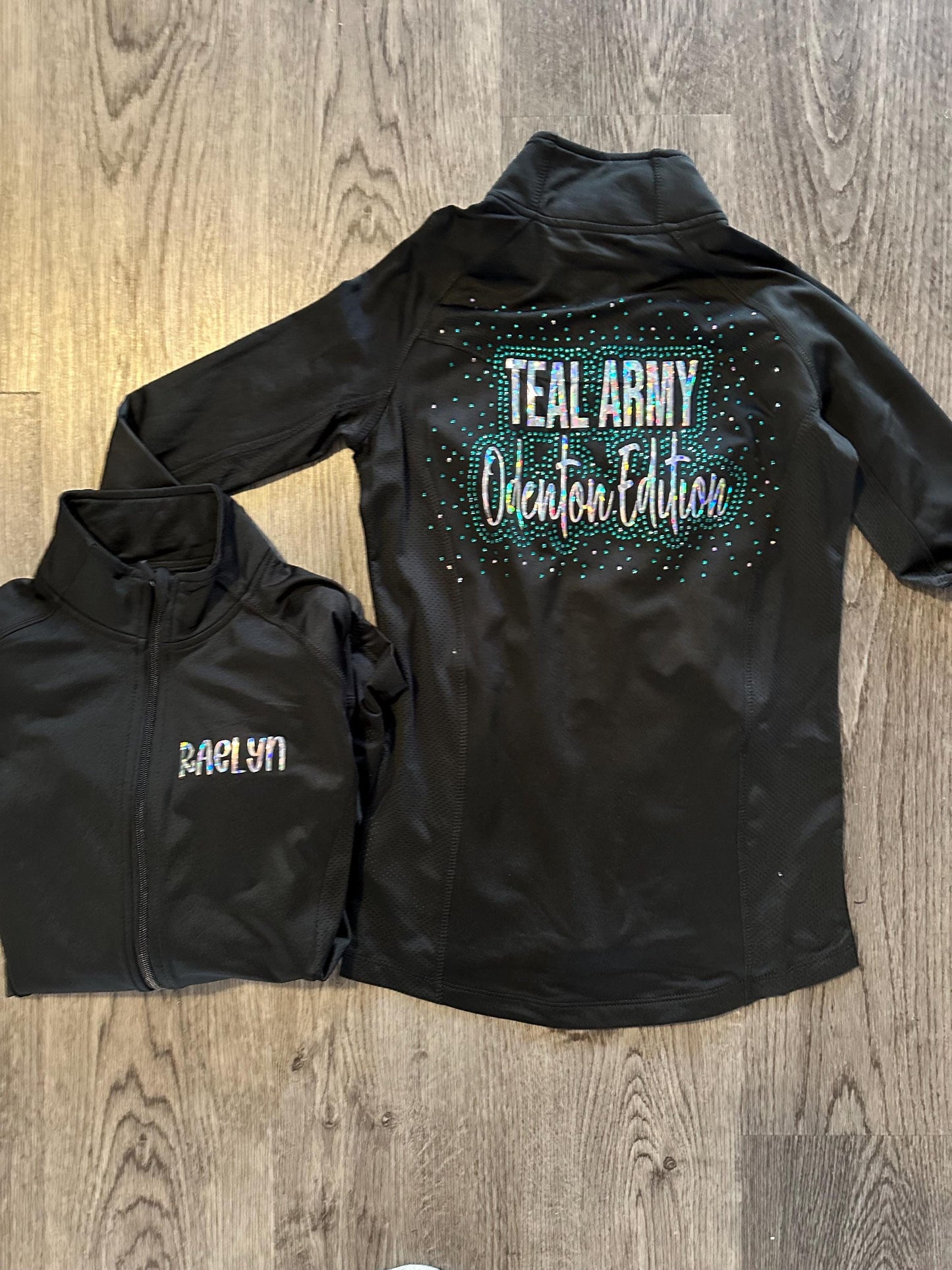 CUSTOM Rhinestone warm up jacket
