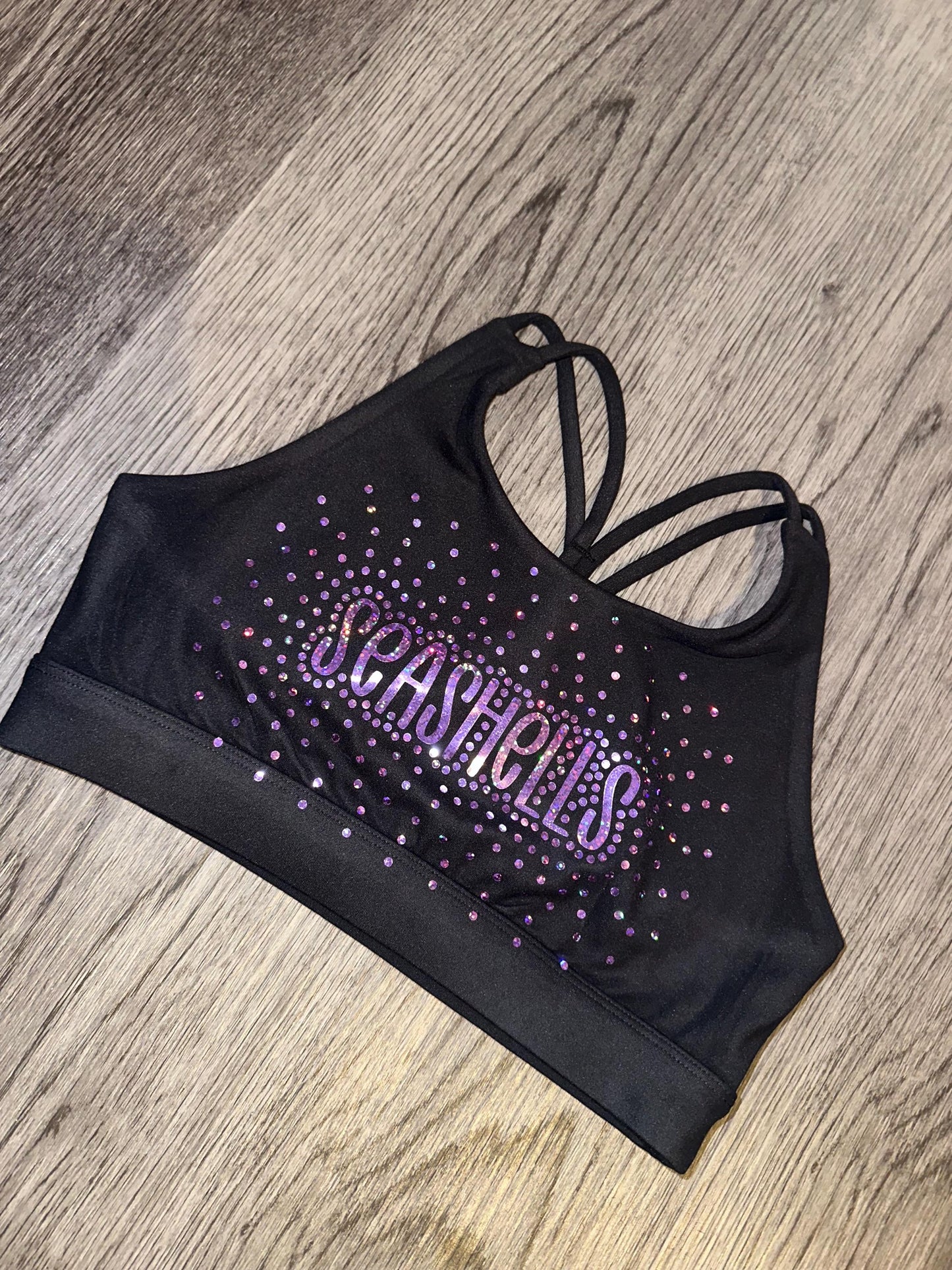 Faux Rhinestone sports bra
