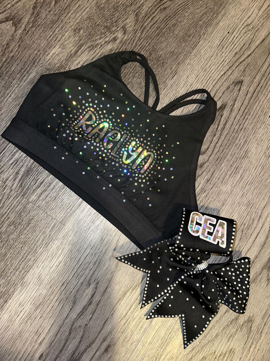 Faux Rhinestone sports bra