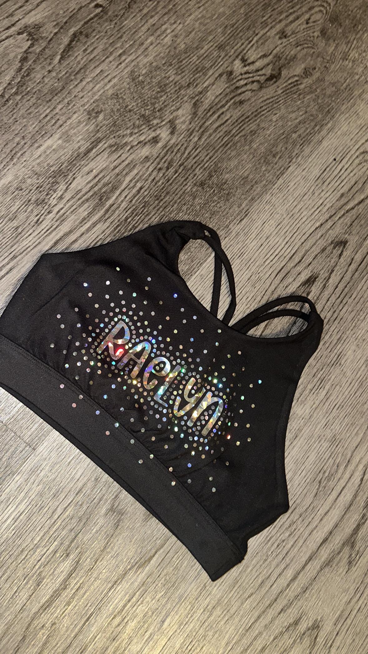 Faux Rhinestone sports bra
