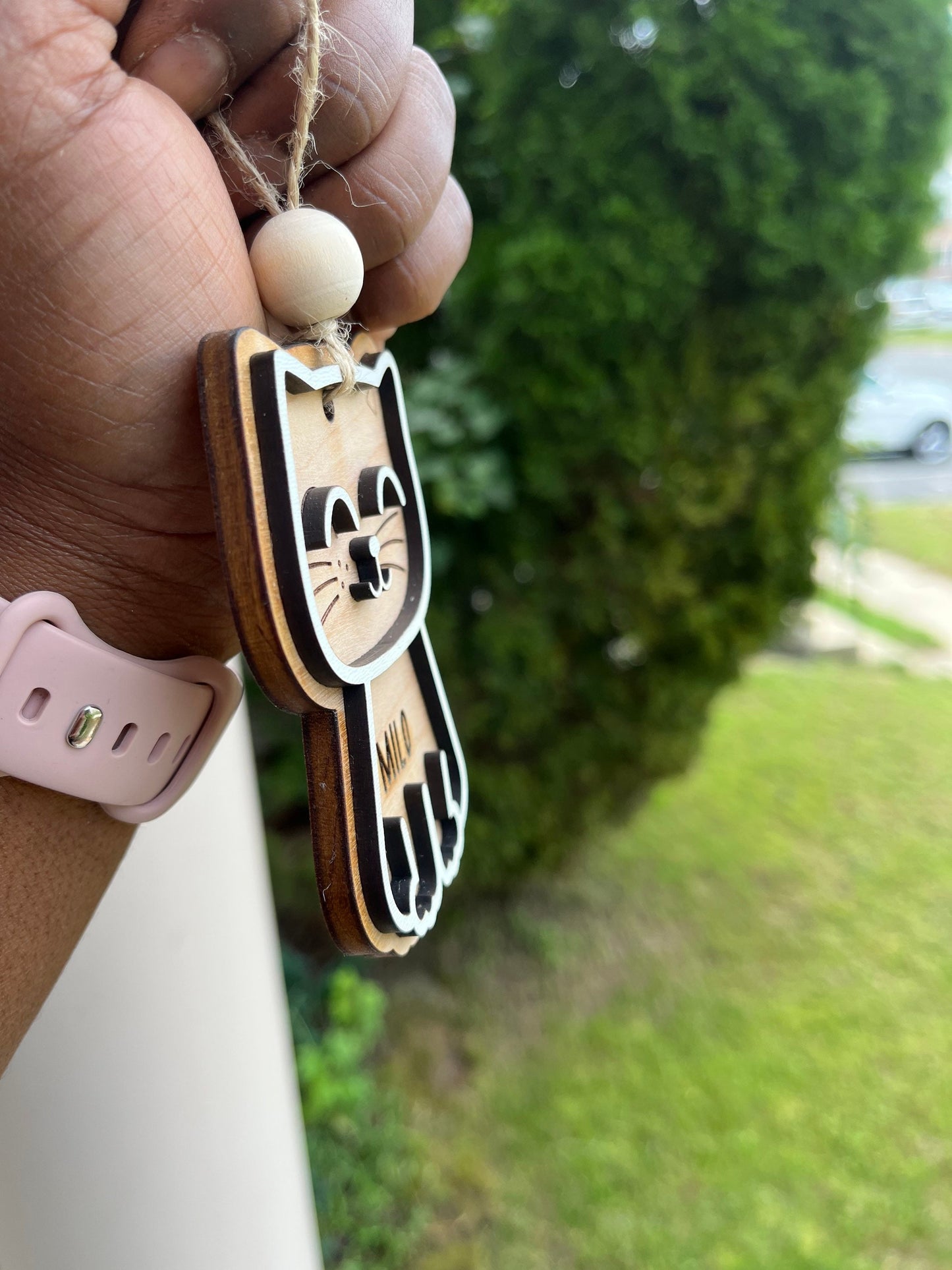 Engraved cat ornament