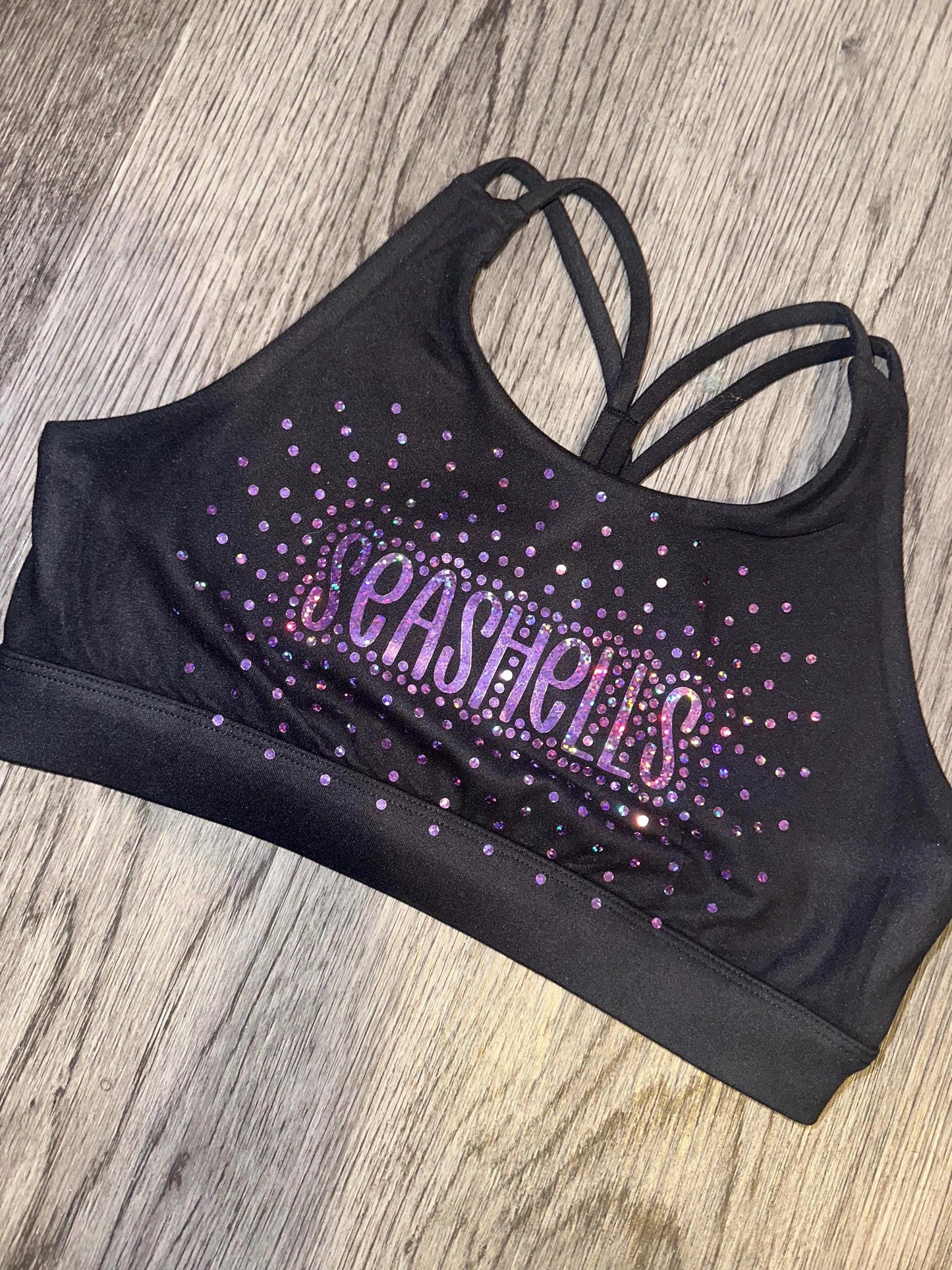 Faux Rhinestone sports bra