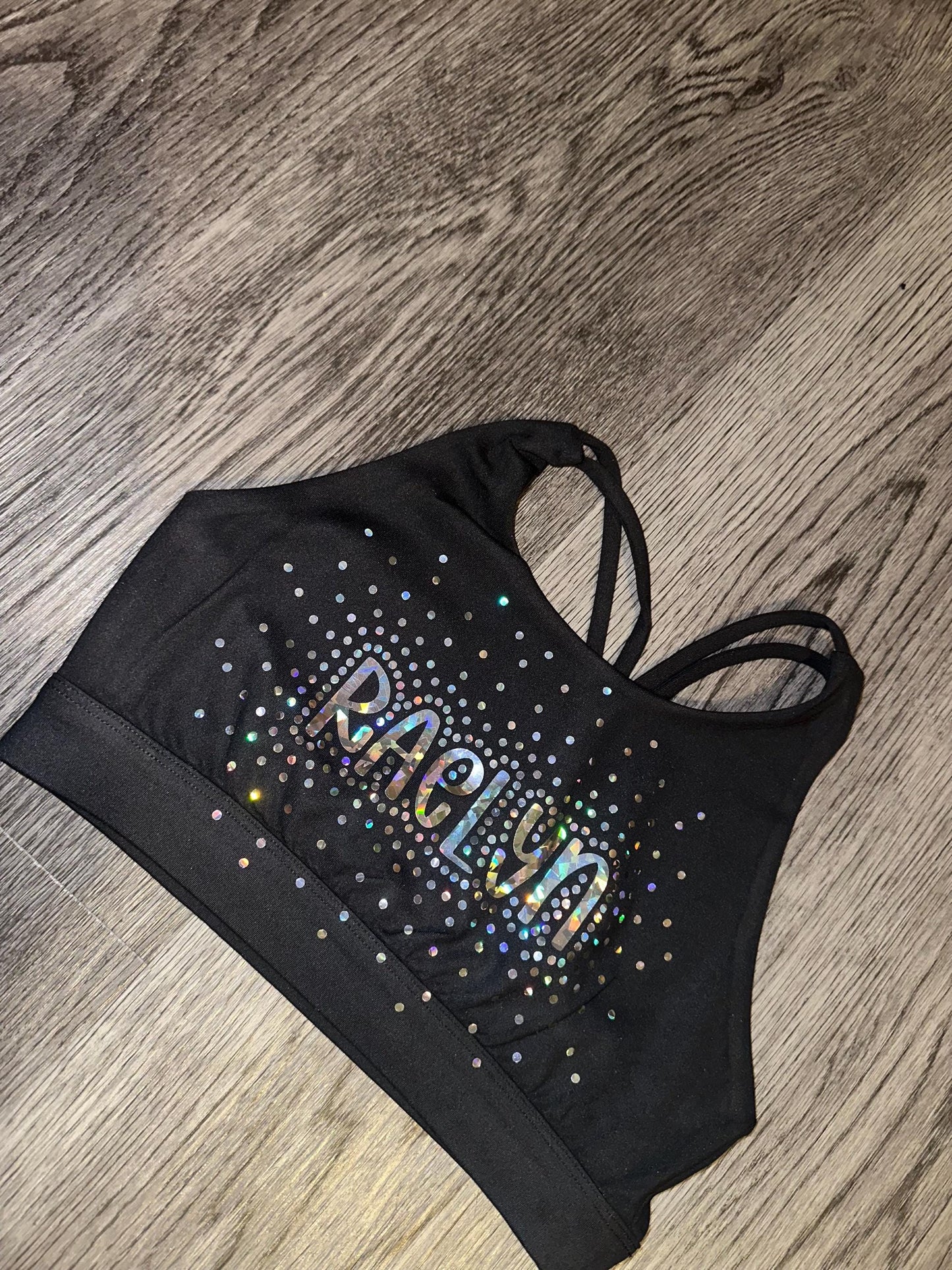 Faux Rhinestone sports bra