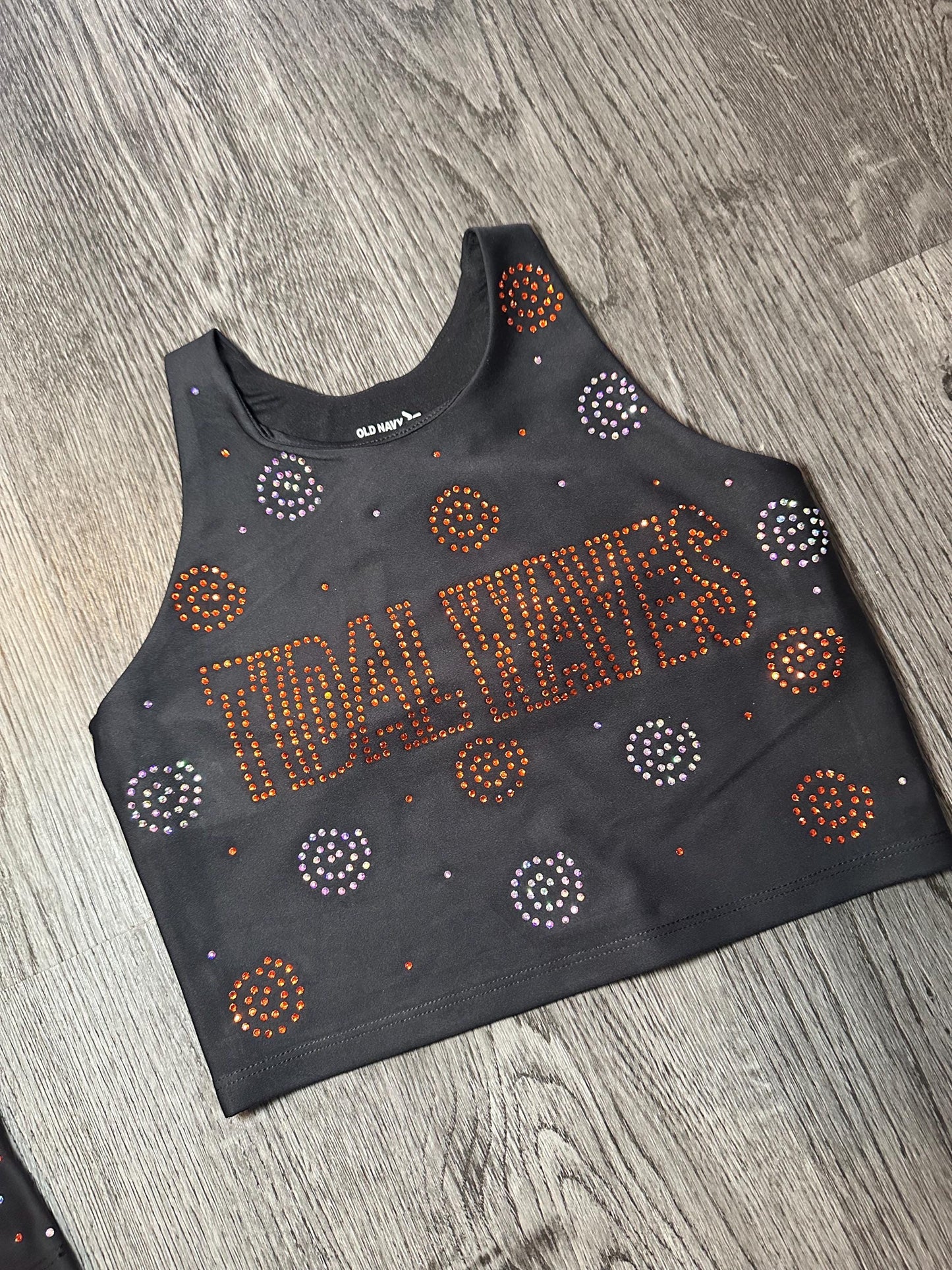 Tidal spiral rhinestone bra