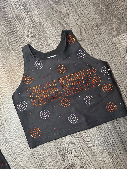 Tidal spiral rhinestone bra