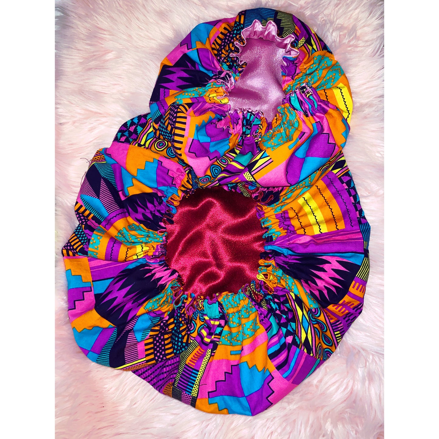 Pink Kente Bonnet