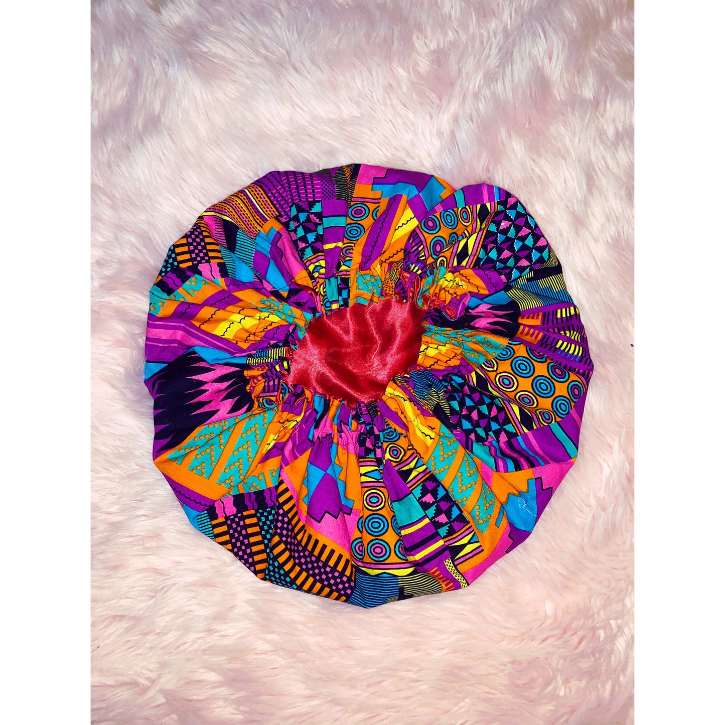 Pink Kente Bonnet