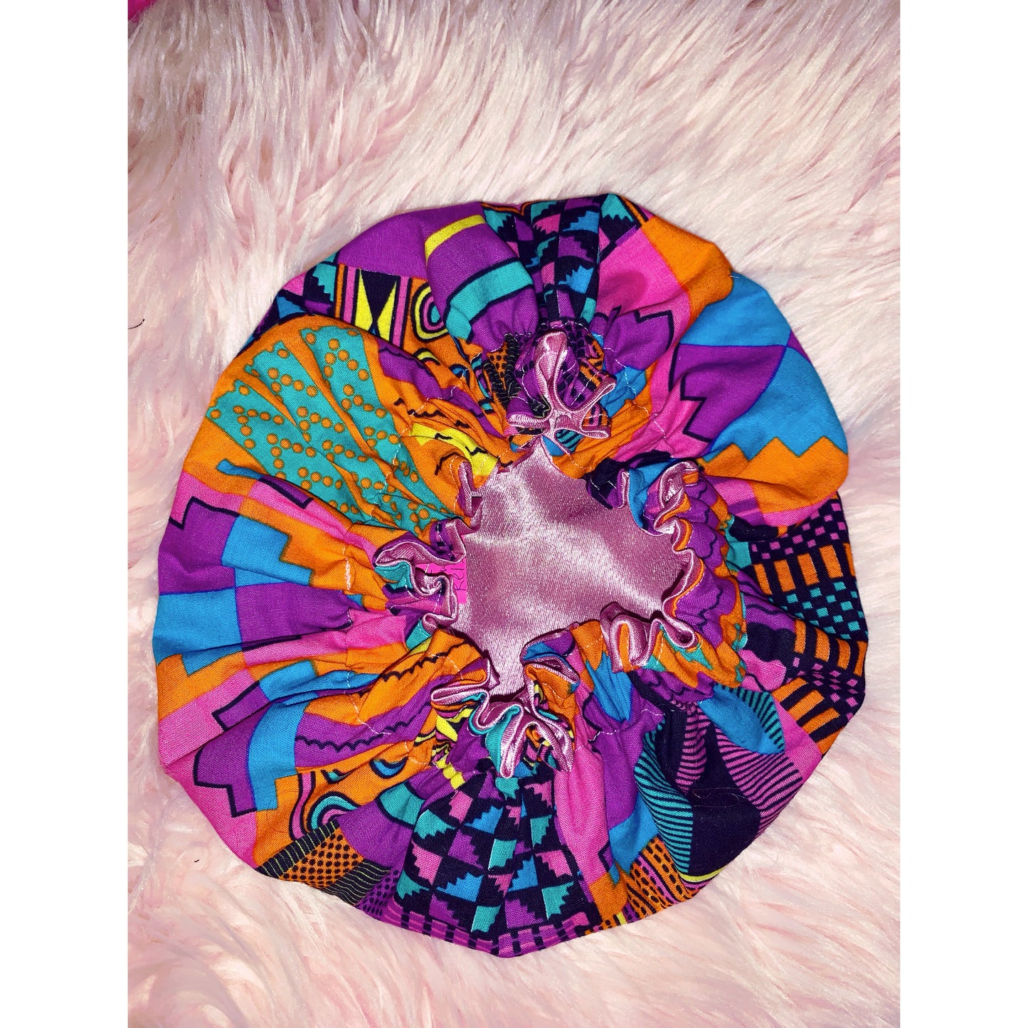Pink Kente Bonnet