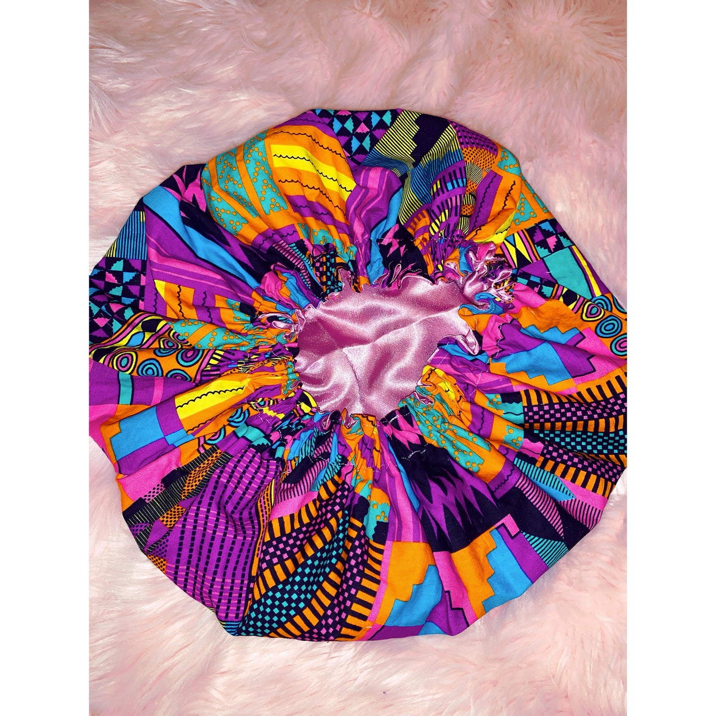 Pink Kente Bonnet