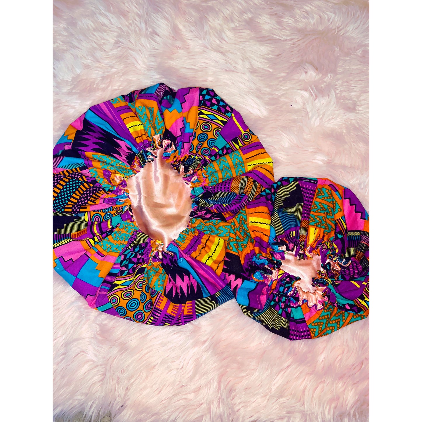 Pink Kente Bonnet