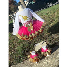 Load image into Gallery viewer, Dinosaur Ribbon Trimmed Tutu Set WITH anklets
