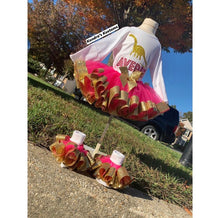 Load image into Gallery viewer, Dinosaur Ribbon Trimmed Tutu Set WITH anklets
