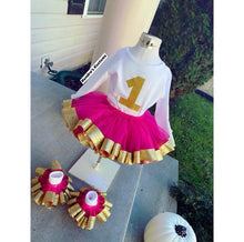 Load image into Gallery viewer, Dinosaur Ribbon Trimmed Tutu Set WITH anklets
