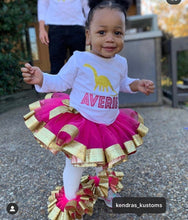 Load image into Gallery viewer, Dinosaur Ribbon Trimmed Tutu Set WITH anklets
