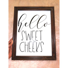 Load image into Gallery viewer, Hello Sweet Cheeks Reverse Canvas Bathroom Sign
